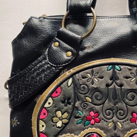 Loungefly Sugar Skull Shoulder Bag Day Of Dead Embroidered Faux Leather Rare GUC - Picture 14 of 15